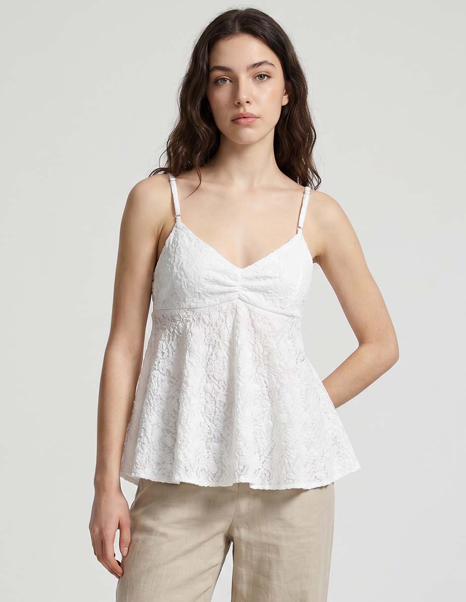 Top cuello V escote profundo tirante delgado Top cuello V escote profundo tirante delgado