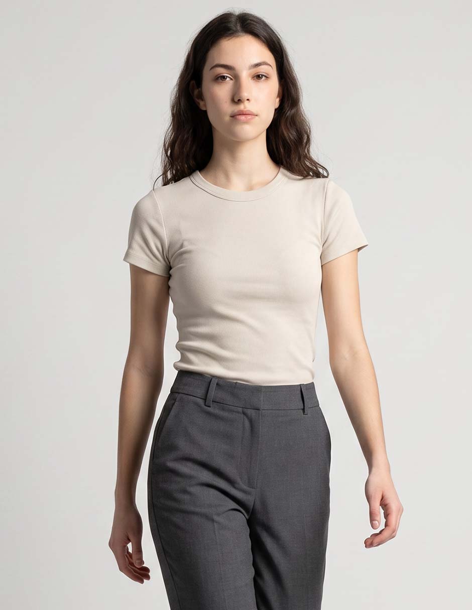 Playera manga corta cuello redondo para mujer Playera manga corta cuello redondo para mujer
