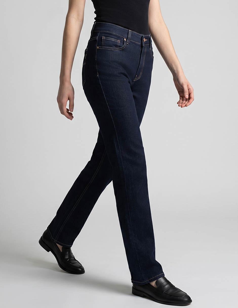 Jeans regular straight cintura alta para mujer