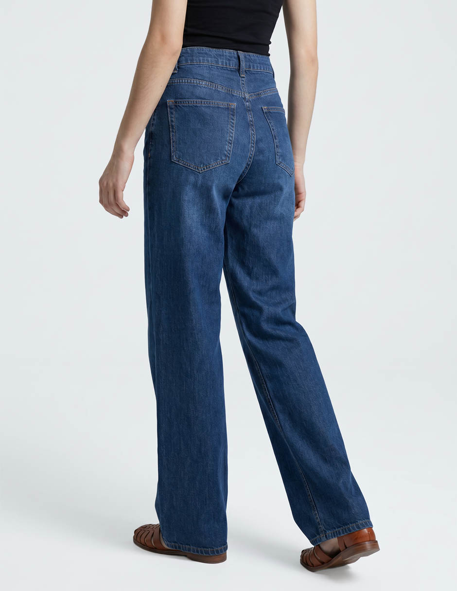 Jeans wide leg corte cintura para mujer 2