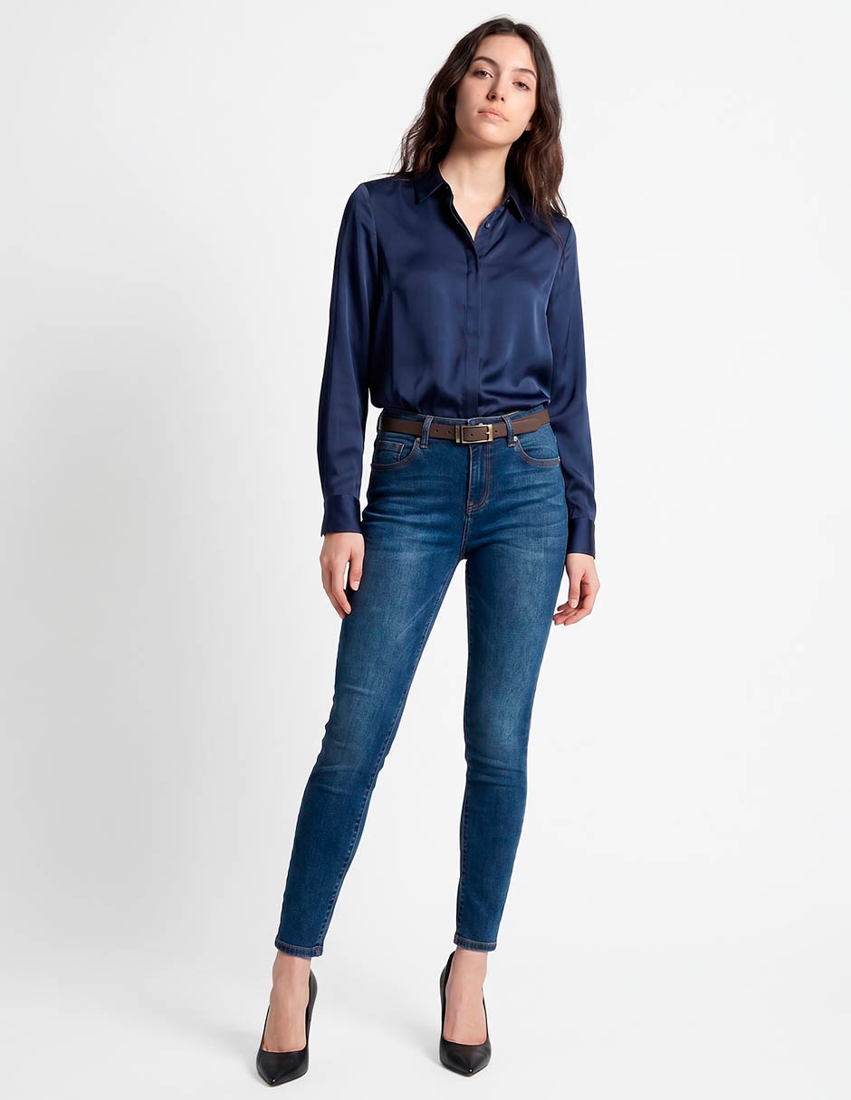 Jeans skinny corte cintura para mujer 3