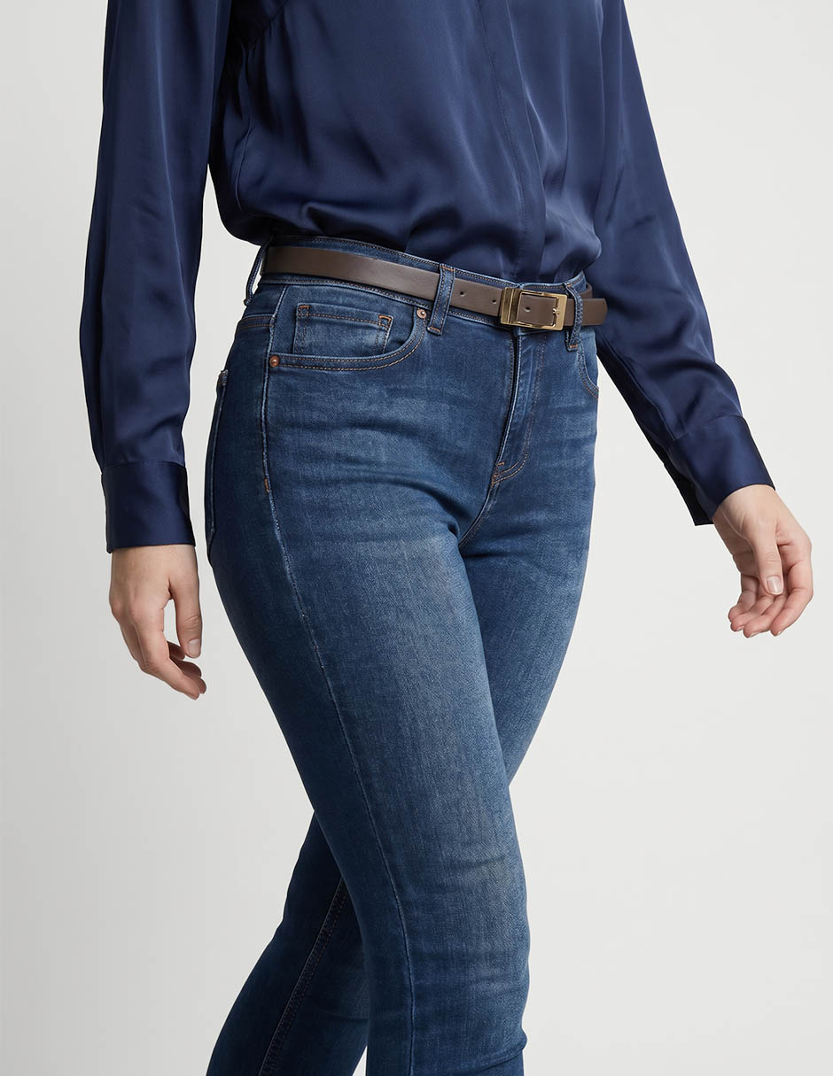 Jeans skinny corte cintura para mujer 4
