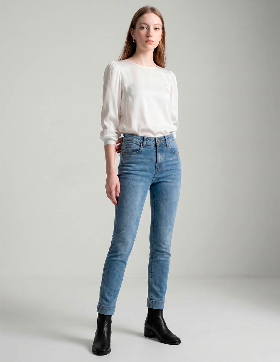 Jeans skinny corte cintura para mujer 3