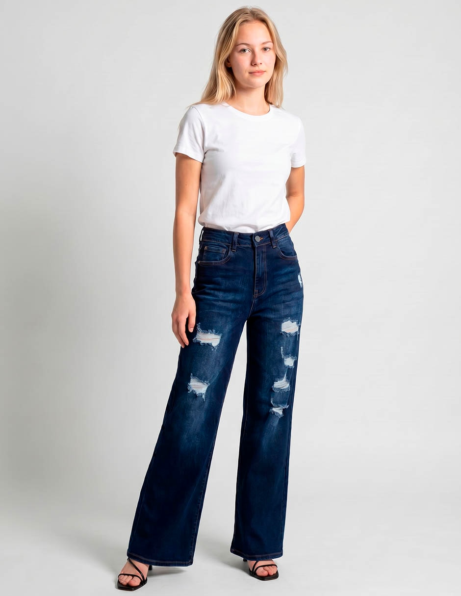 Jeans campana corte cintura para mujer 3