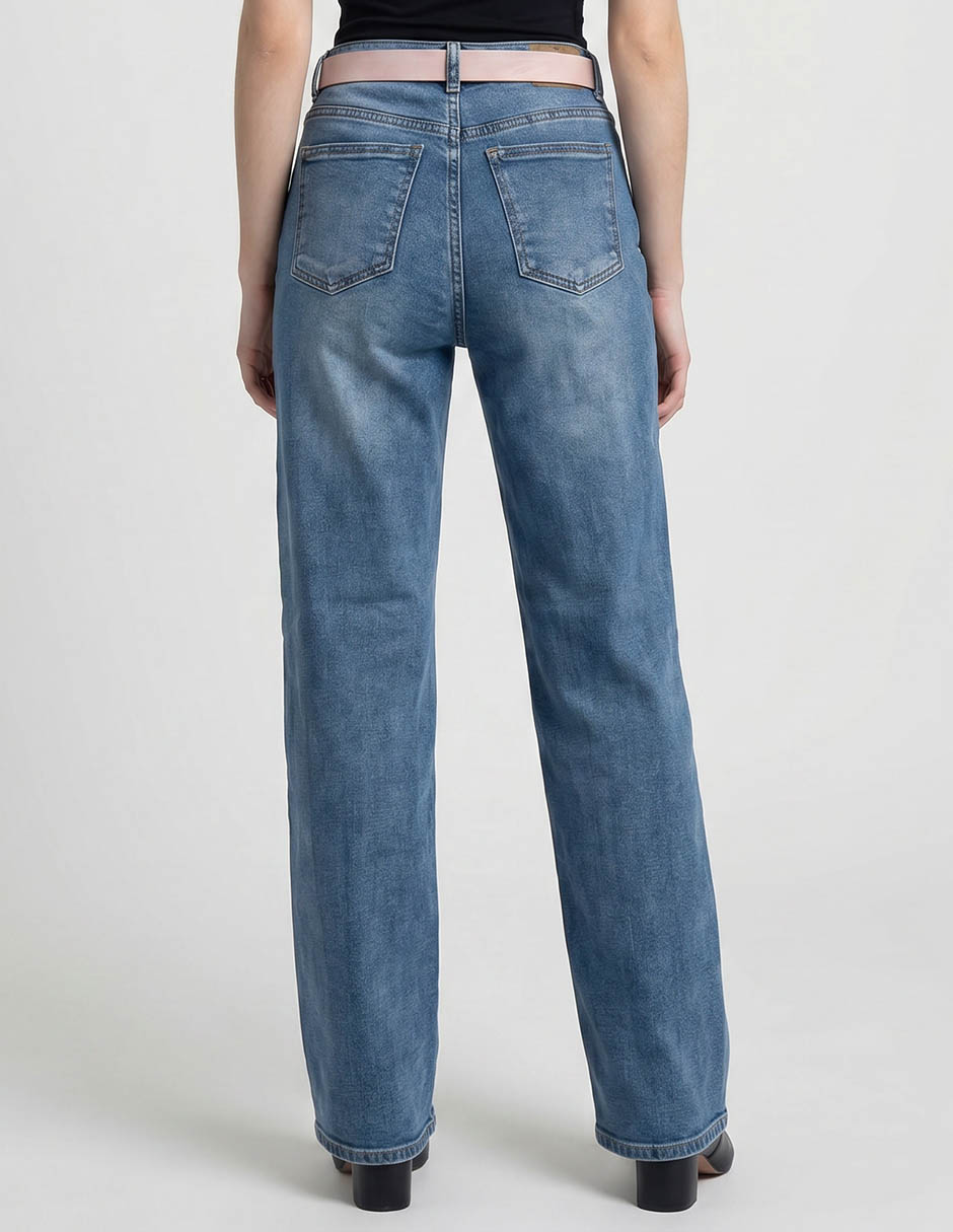 Jeans wide leg corte cintura para mujer 2