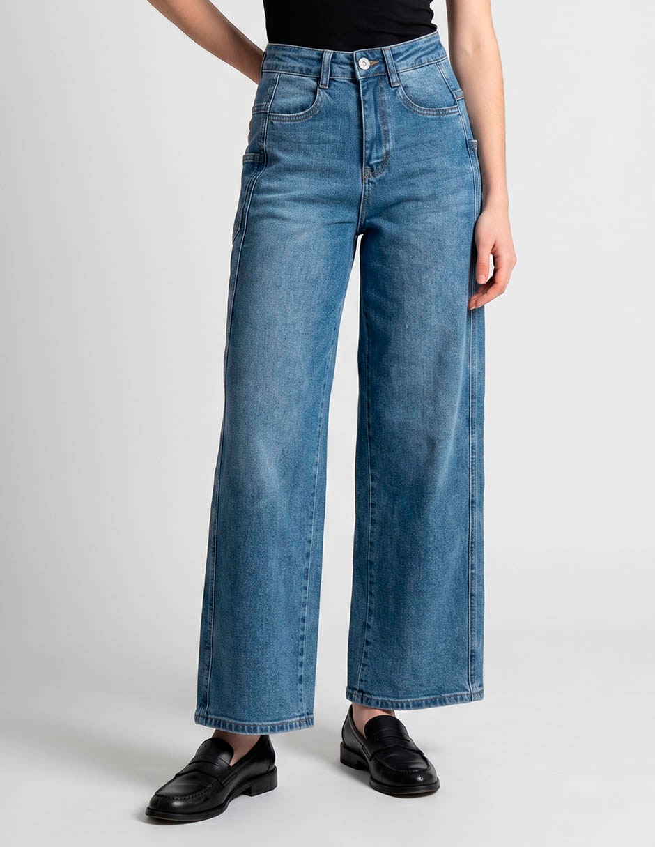 Jeans baggy nyd corte cintura para mujer