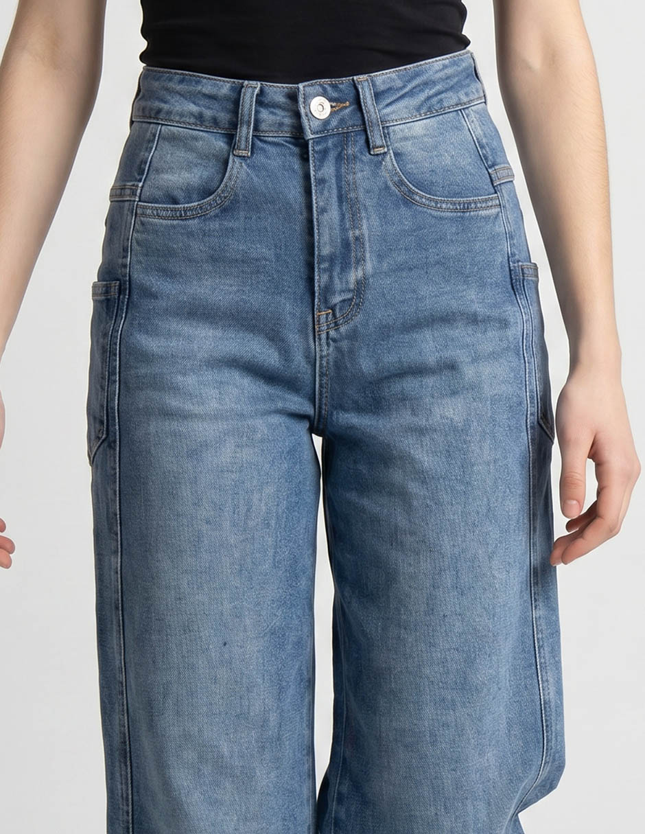 Jeans baggy nyd corte cintura para mujer