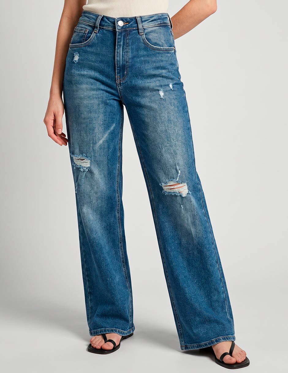 Jeans wide leg nyd a la cintura para mujer