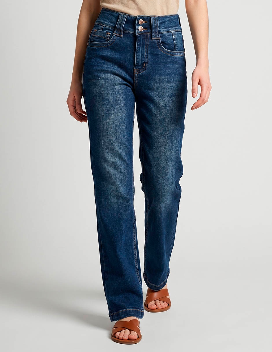 Jeans wide leg corte cintura para mujer