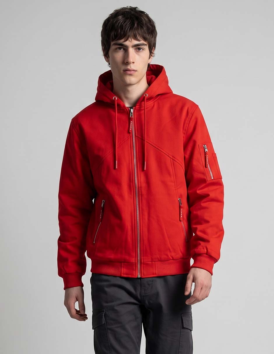 Chamarra casual capucha y bolsillos para hombre Chamarra casual capucha y bolsillos para hombre