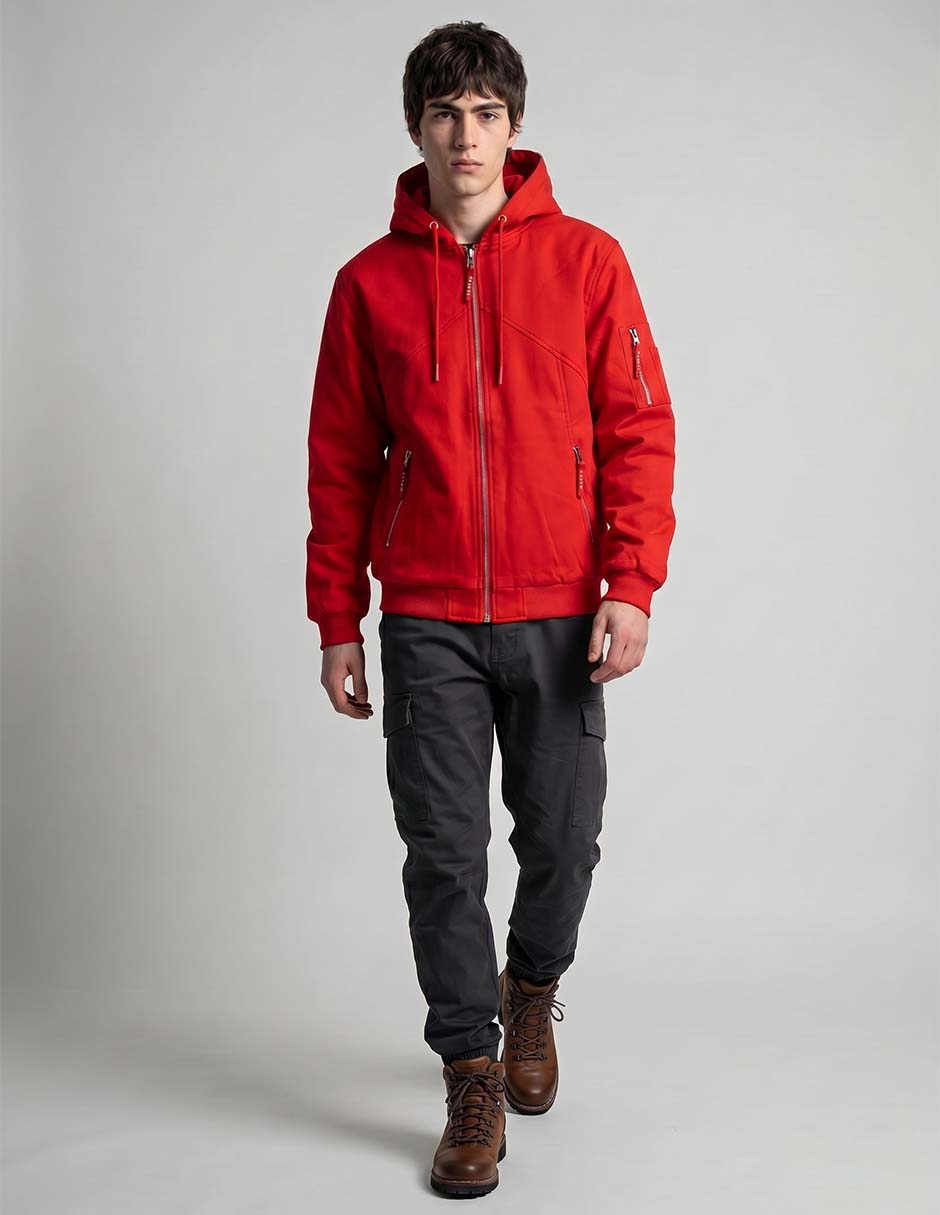 Chamarra casual capucha y bolsillos para hombre 3