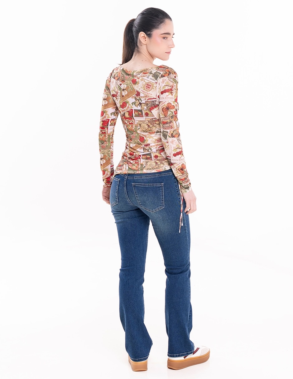 Blusa Madden Girl manga larga para mujer