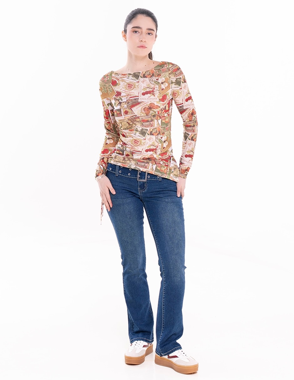 Blusa Madden Girl manga larga para mujer