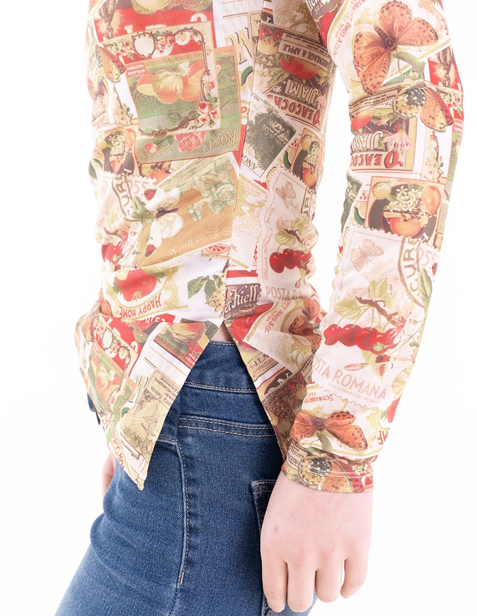 Blusa Madden Girl manga larga para mujer