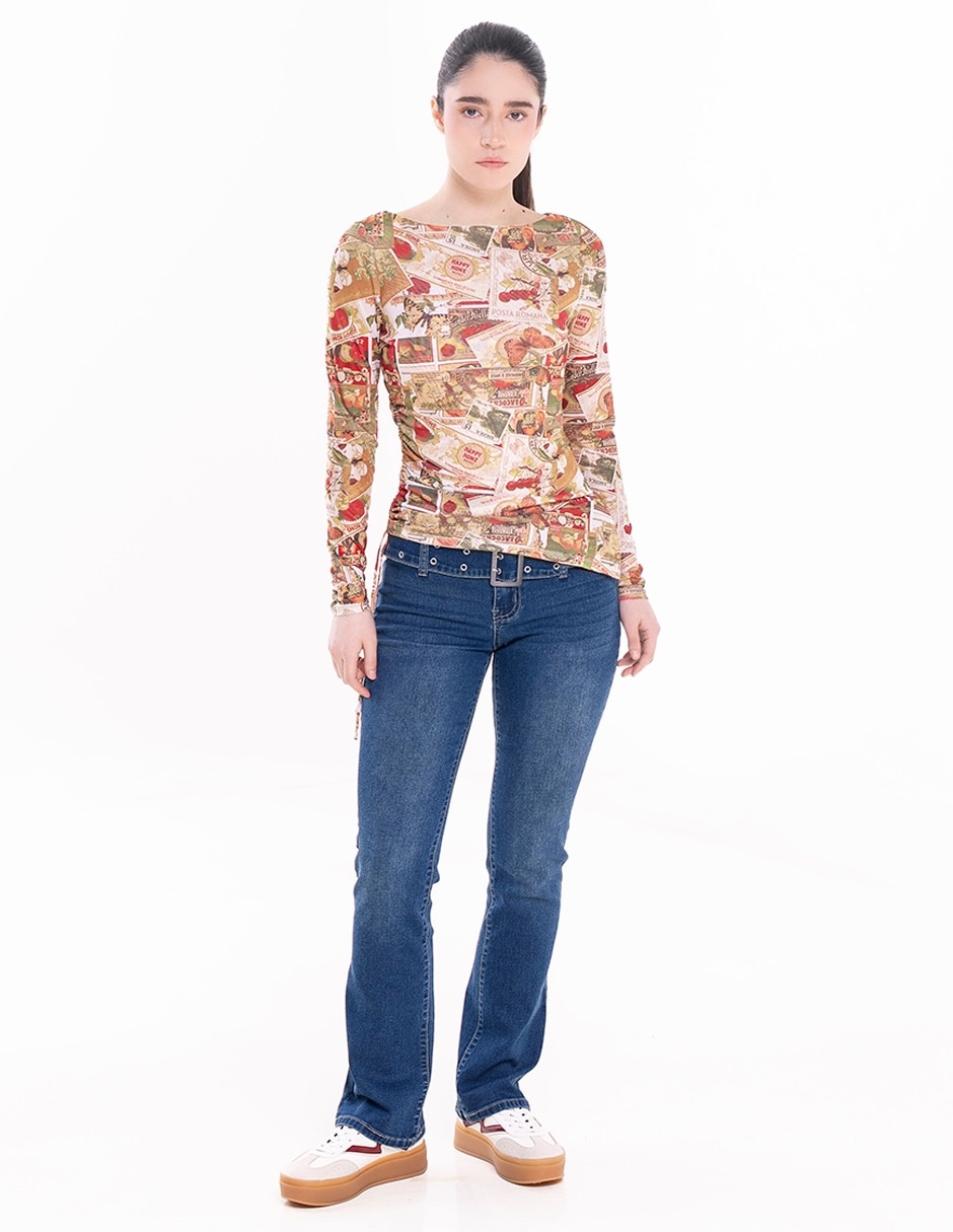 Blusa Madden Girl manga larga para mujer