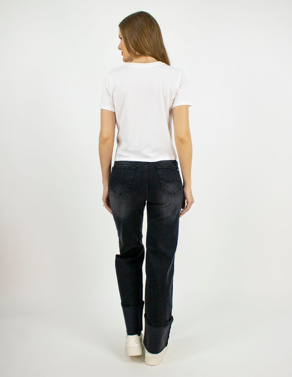Jeans straight corte cintura para mujer 4