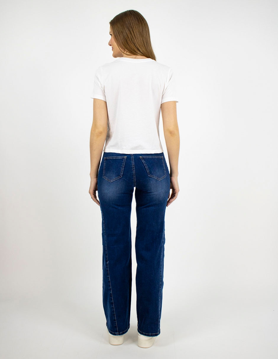 Jeans relaxed straight corte cintura para mujer 4