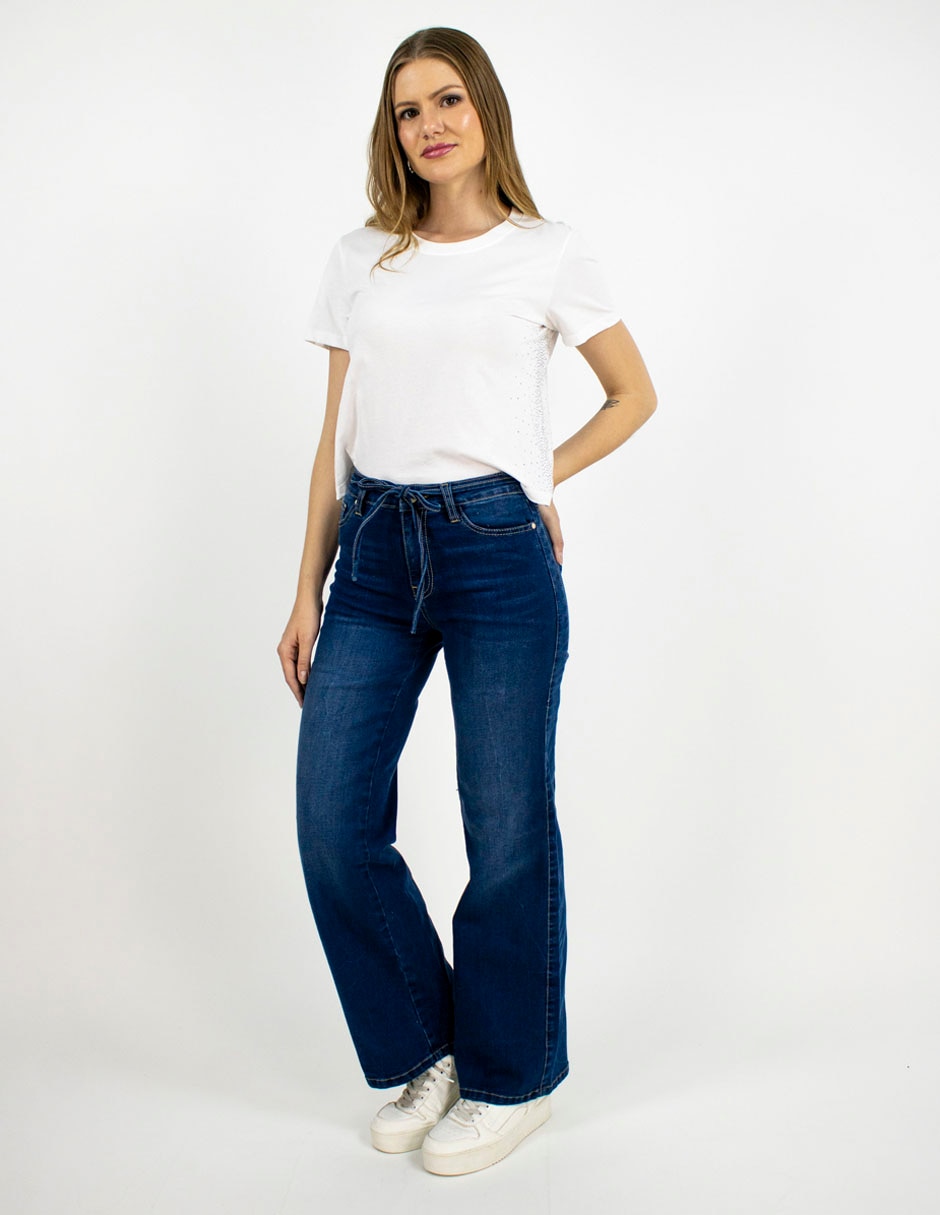 Jeans relaxed straight corte cintura para mujer 3