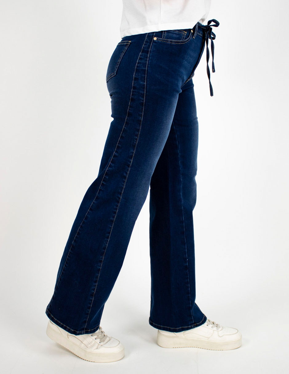 Jeans relaxed straight corte cintura para mujer 2