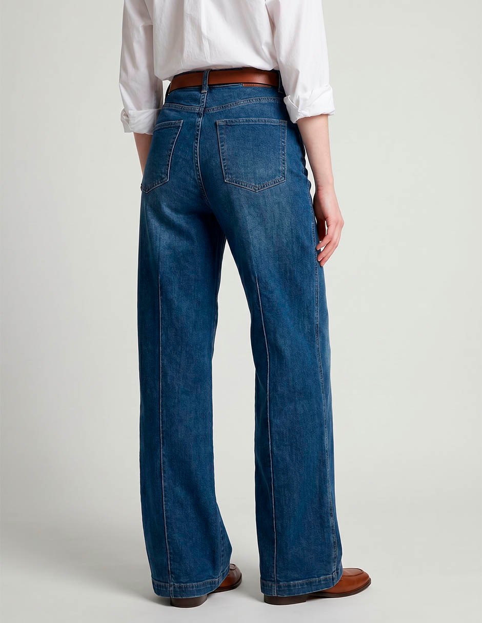 Jeans wide leg corte cintura para mujer 2