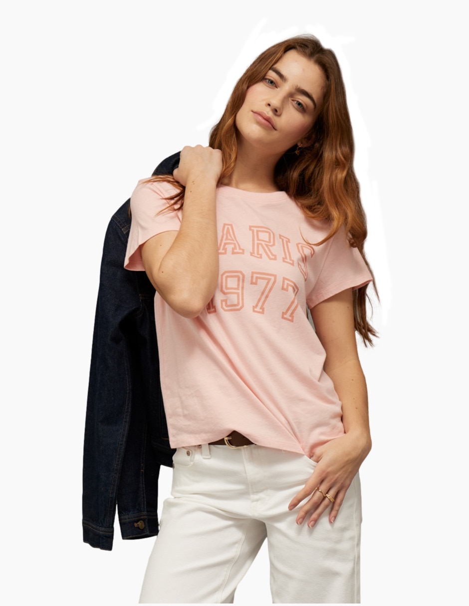 Playera manga corta Tees cuello redondo para mujer