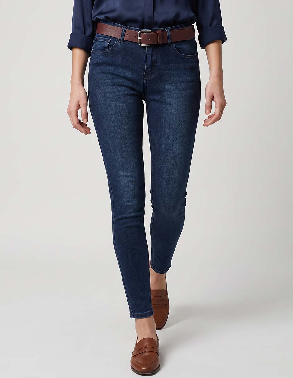 Jeans skinny corte cintura para mujer