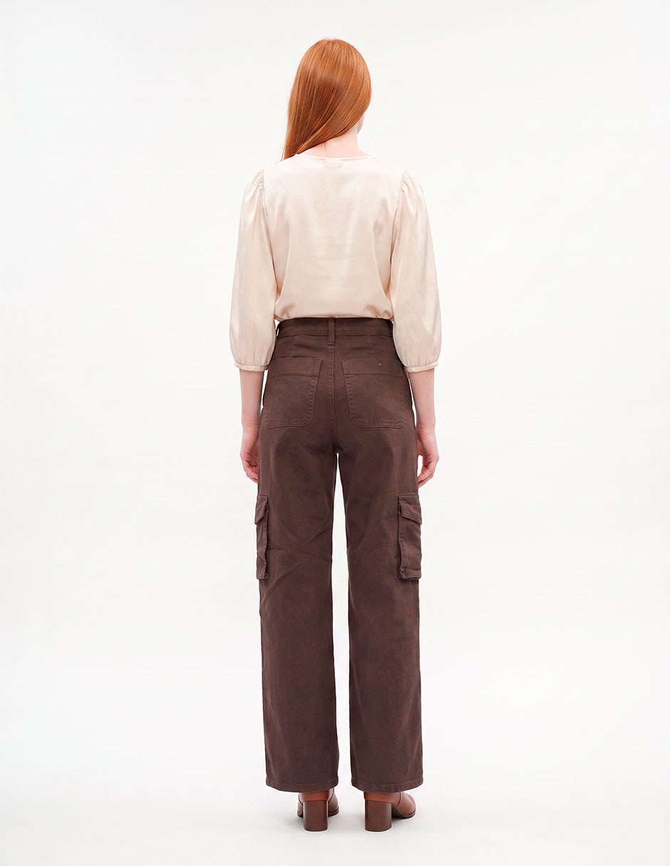 Jeans wide leg a la cintura para mujer 4
