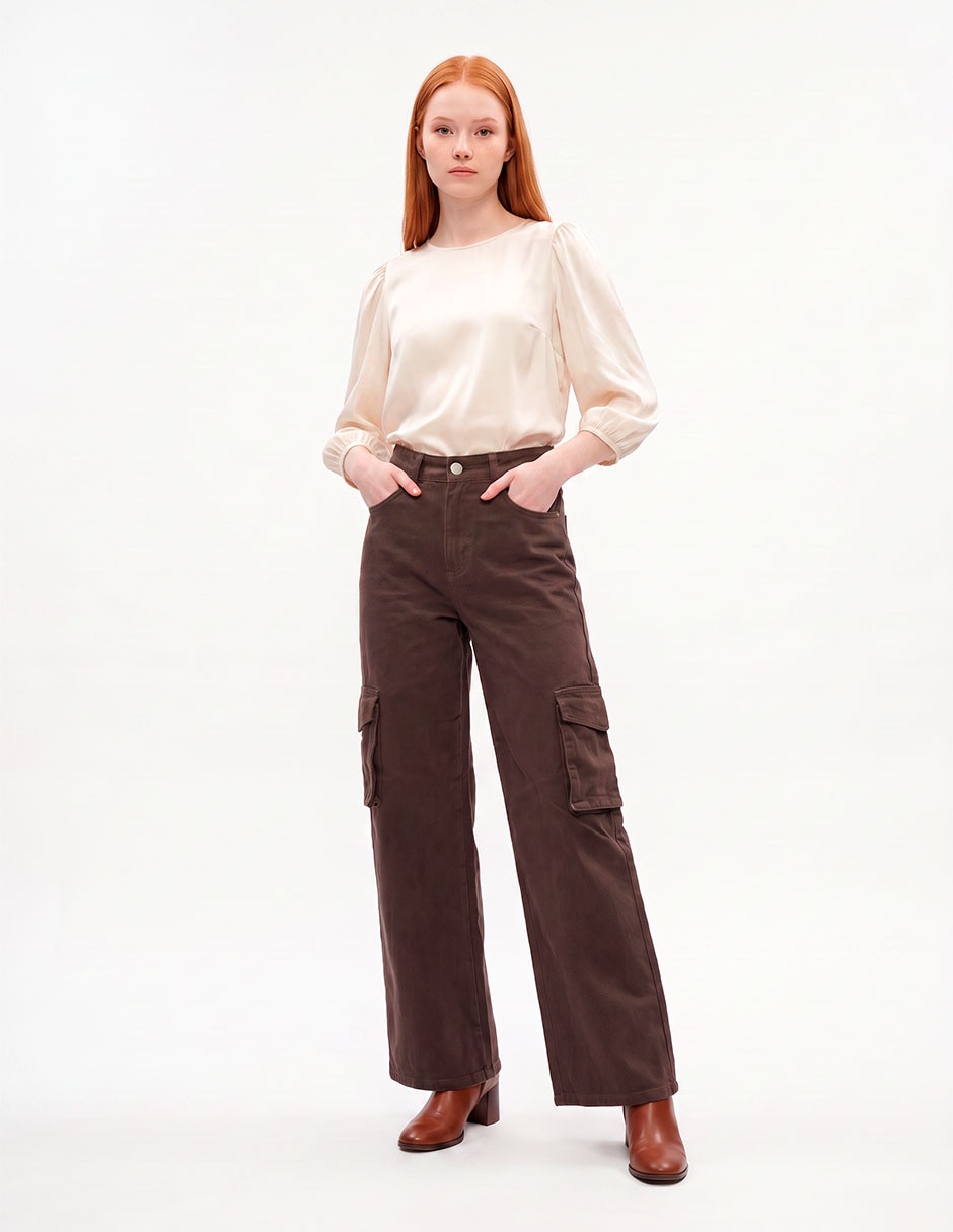 Jeans wide leg a la cintura para mujer 3