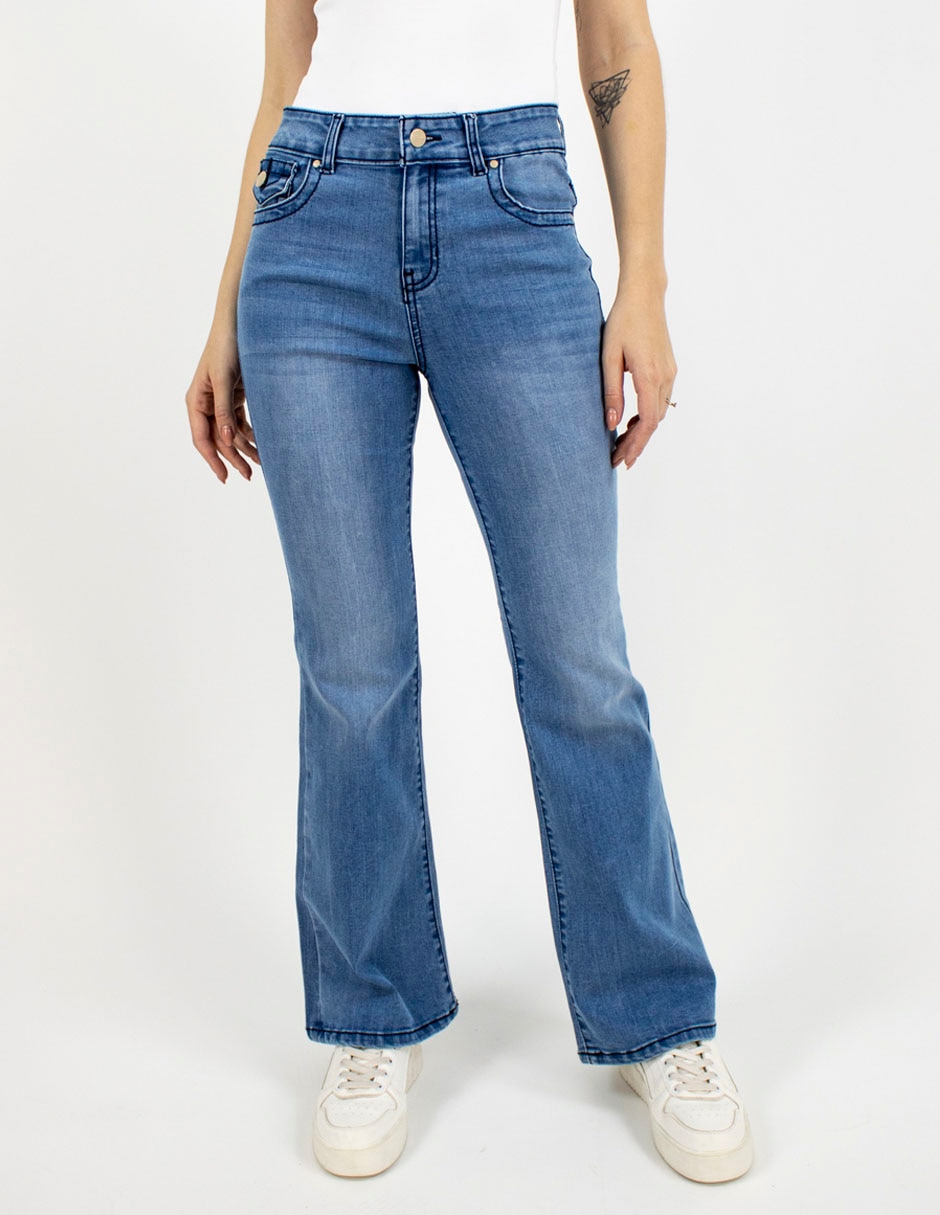 Jeans flare a la cintura para mujer