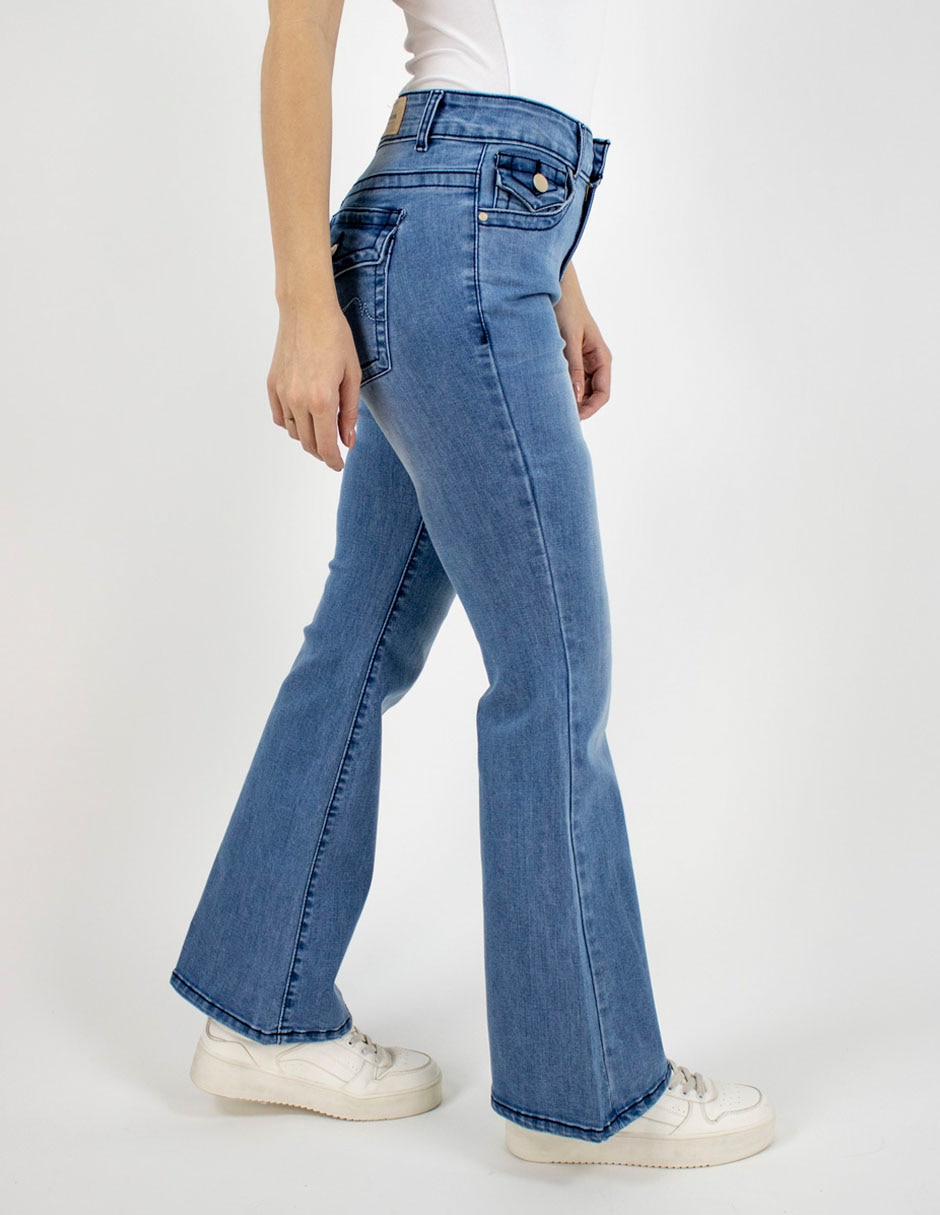 Jeans flare a la cintura para mujer 2