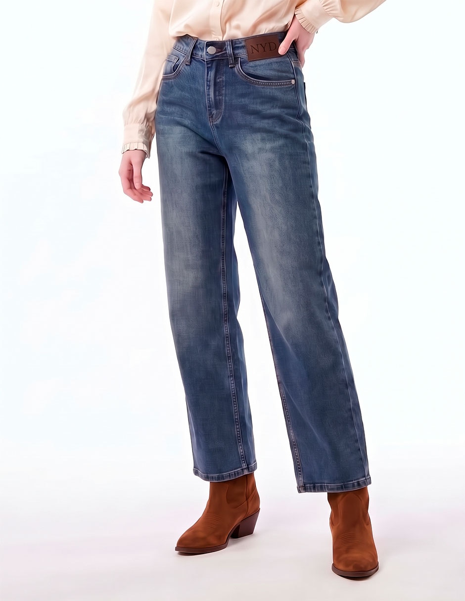 Jeans barrel a la cintura para mujer