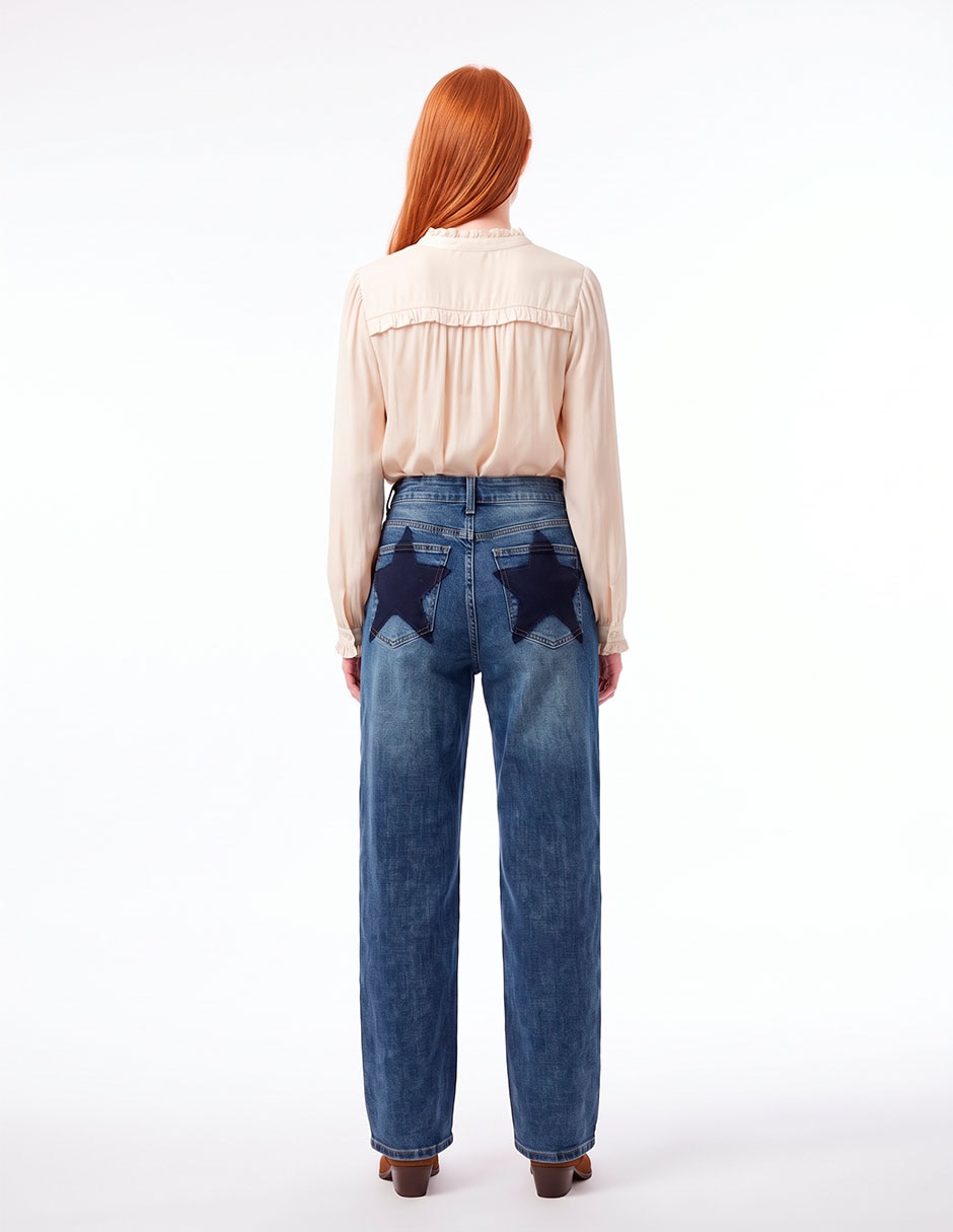 Jeans barrel a la cintura para mujer 4