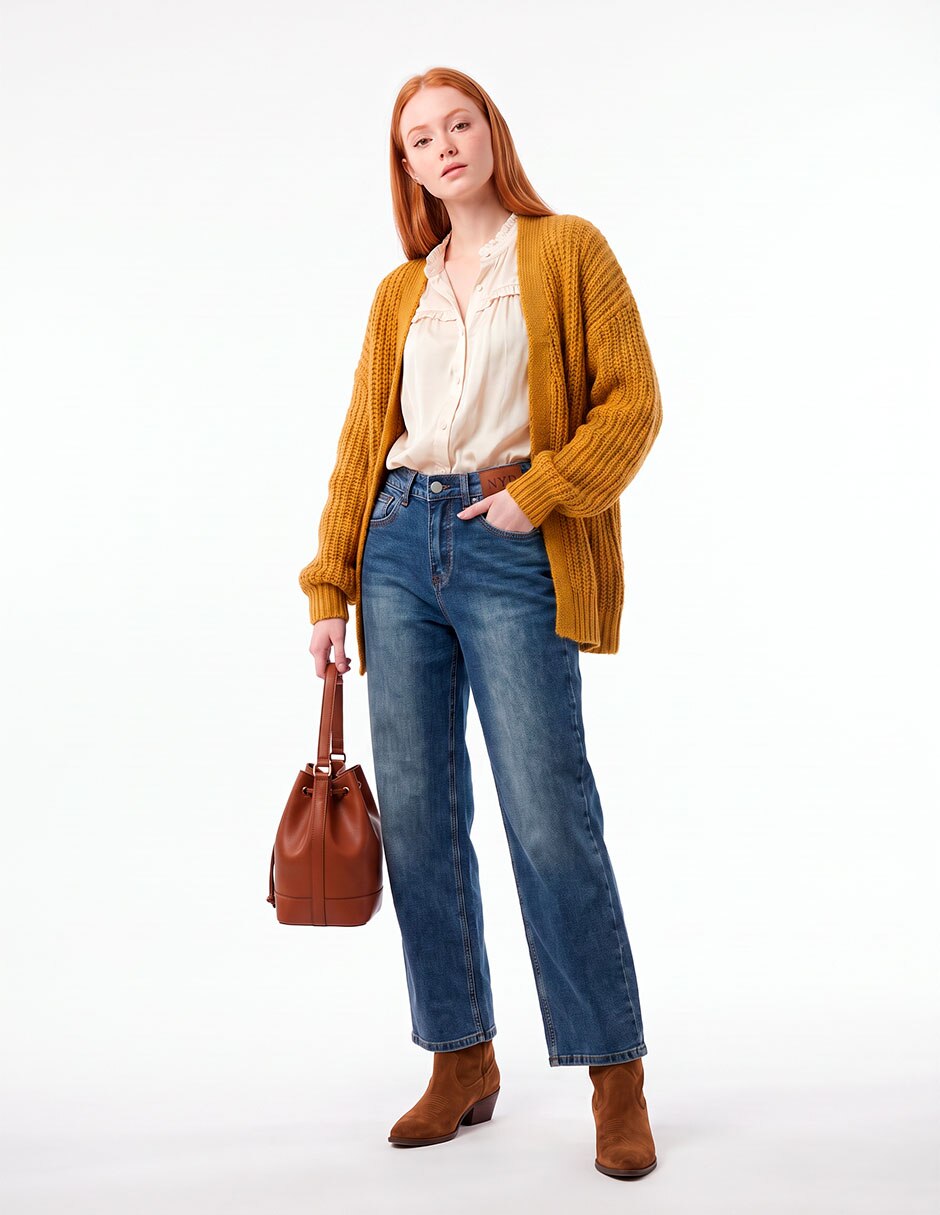 Jeans barrel a la cintura para mujer 3