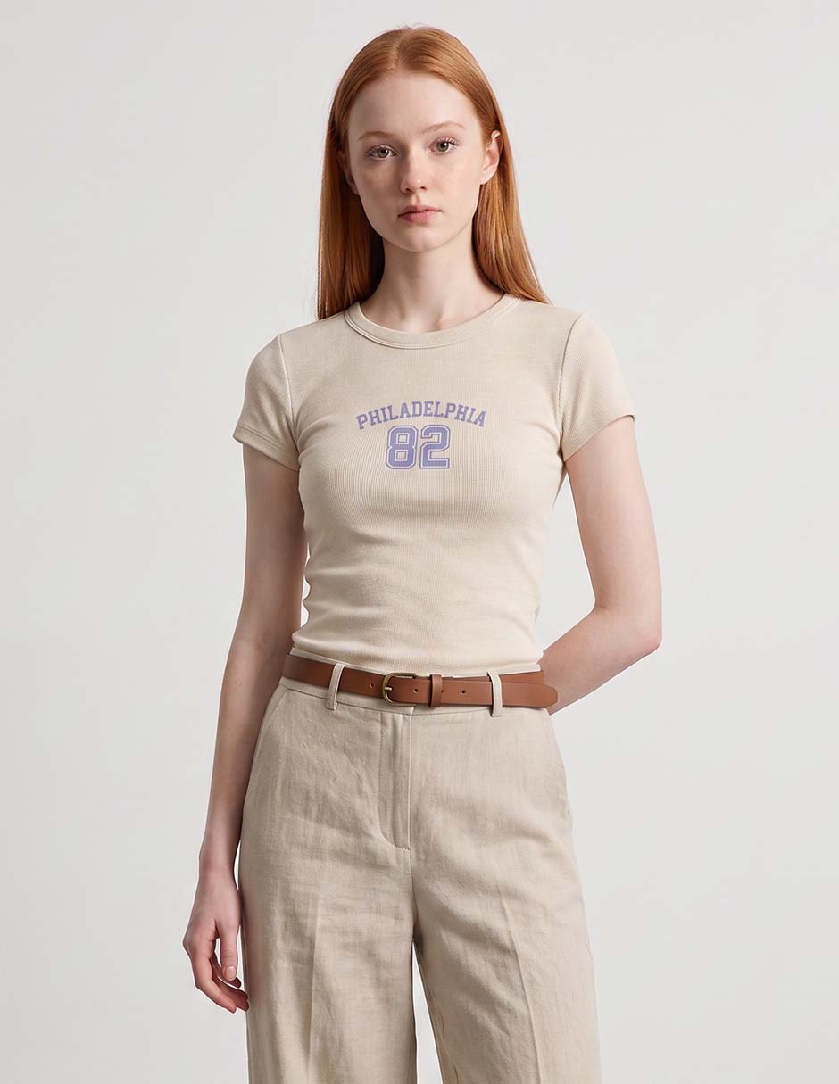 Playera manga corta cuello redondo para mujer