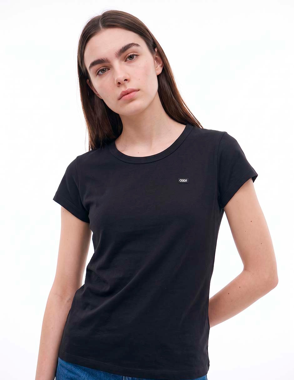 Playera manga corta cuello redondo para mujer