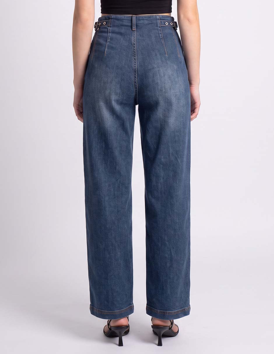 Jeans straight corte cintura baja para mujer 2