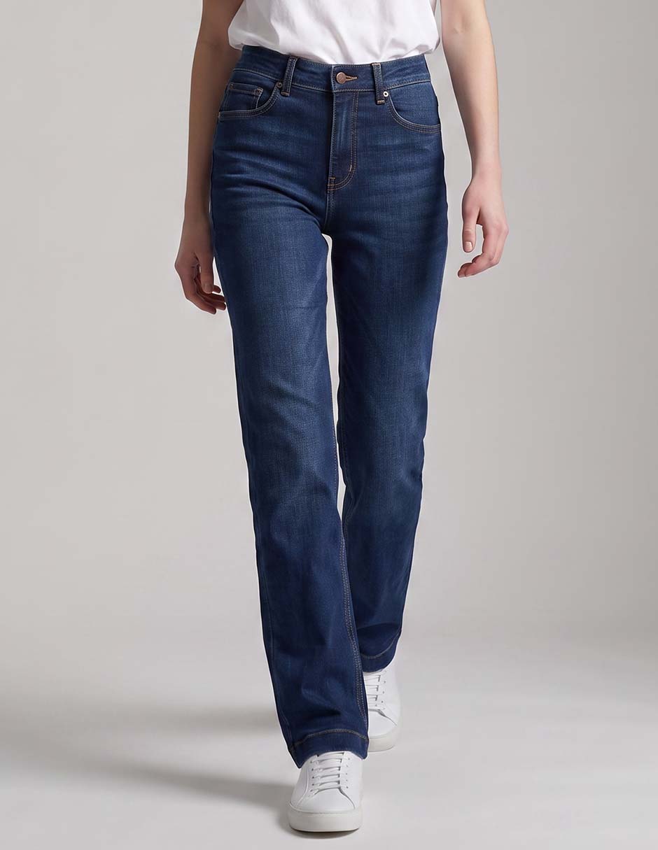 Jeans straight corte cintura para mujer