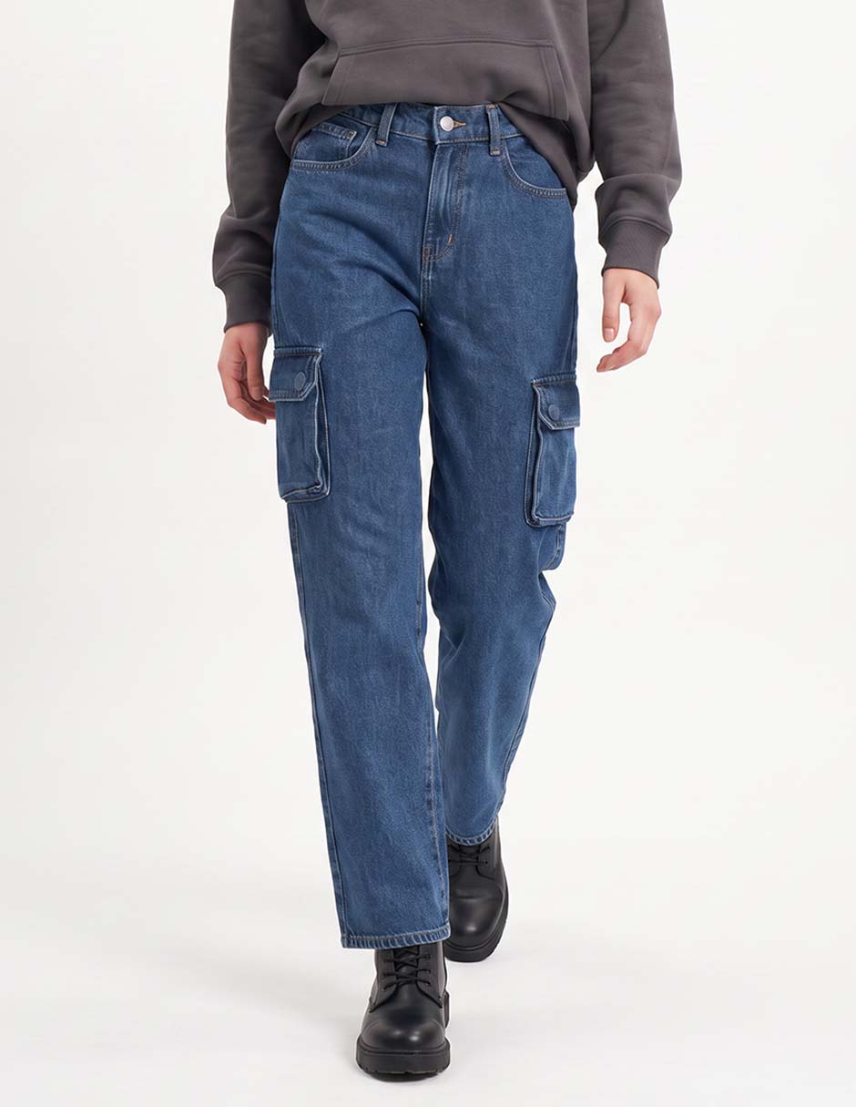 Jeans cargo straight para mujer Jeans cargo straight para mujer