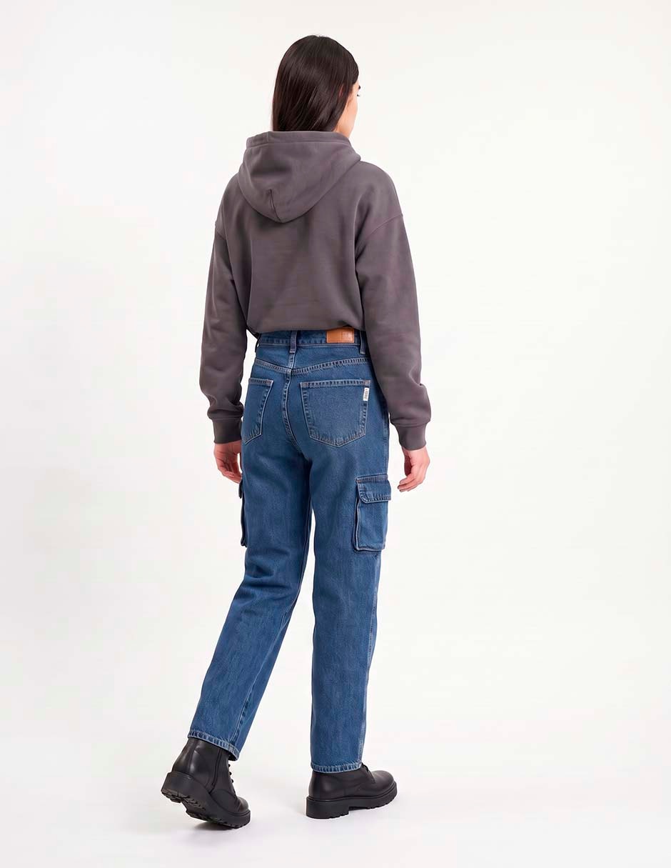 Jeans cargo straight para mujer 4