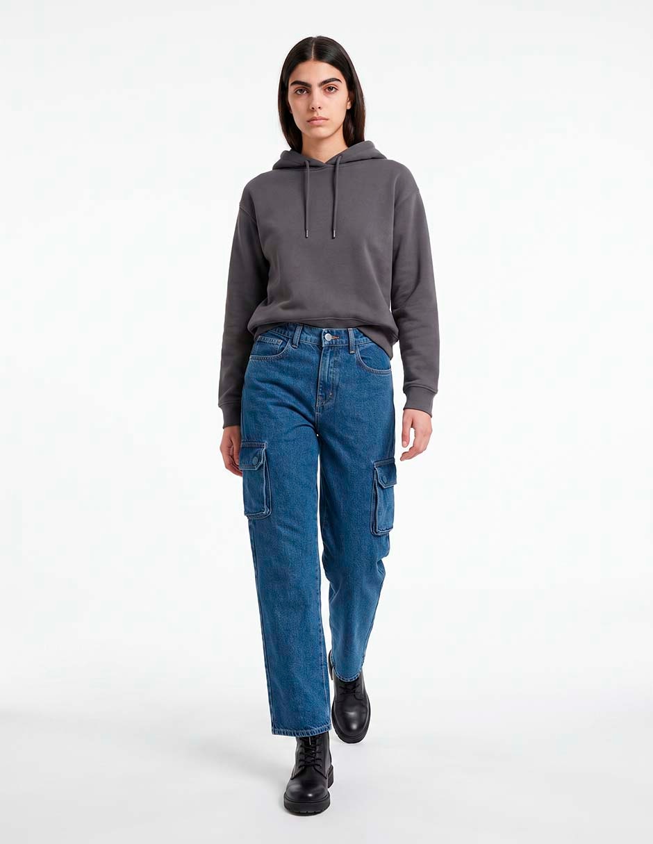 Jeans cargo straight para mujer 3