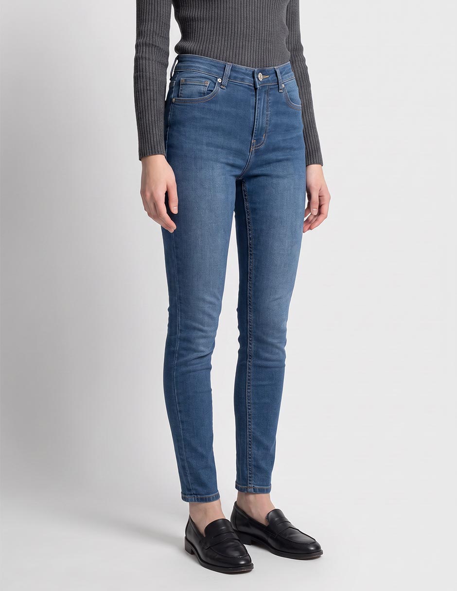 Jeans slim cintura alta para mujer