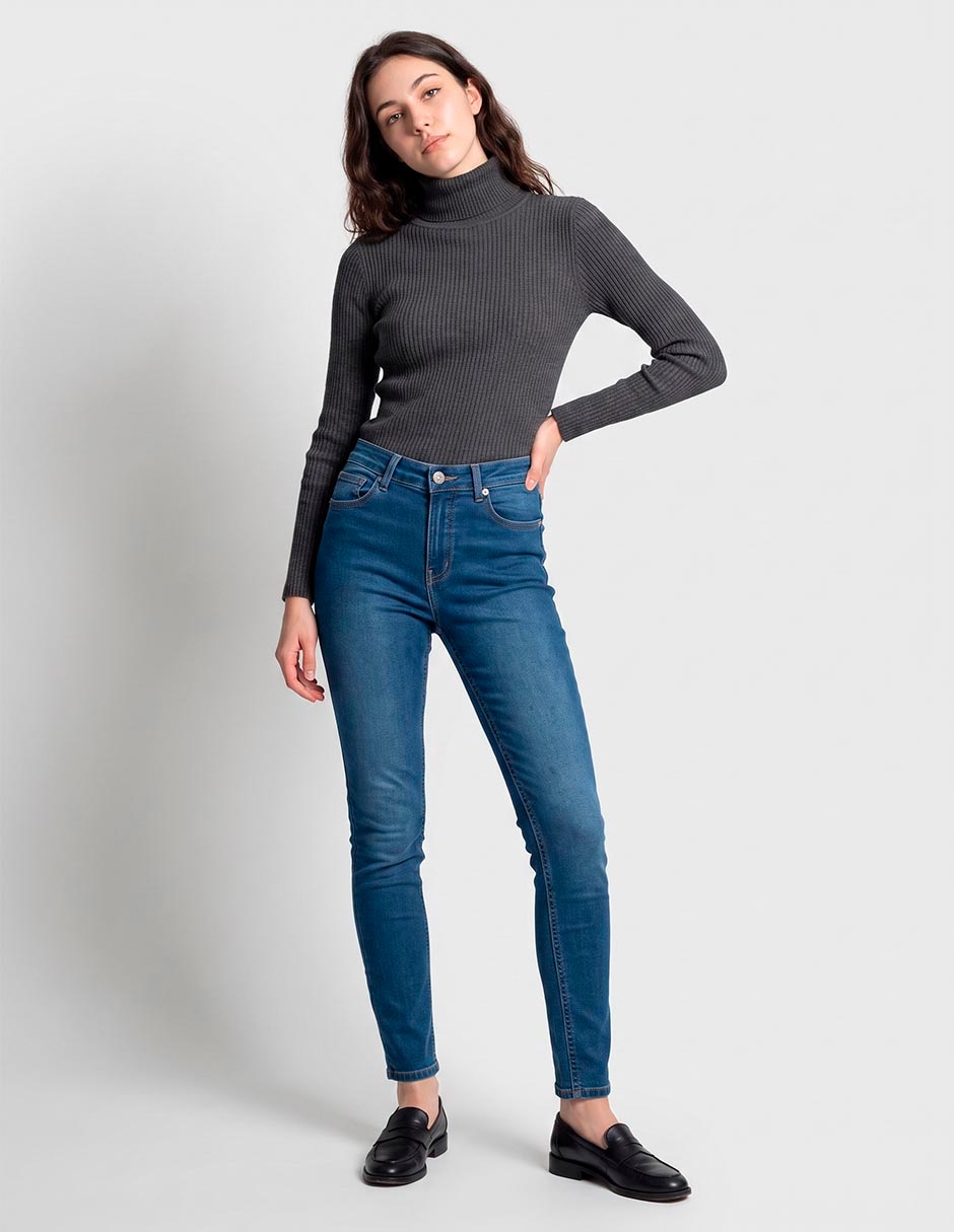 Jeans slim cintura alta para mujer 3