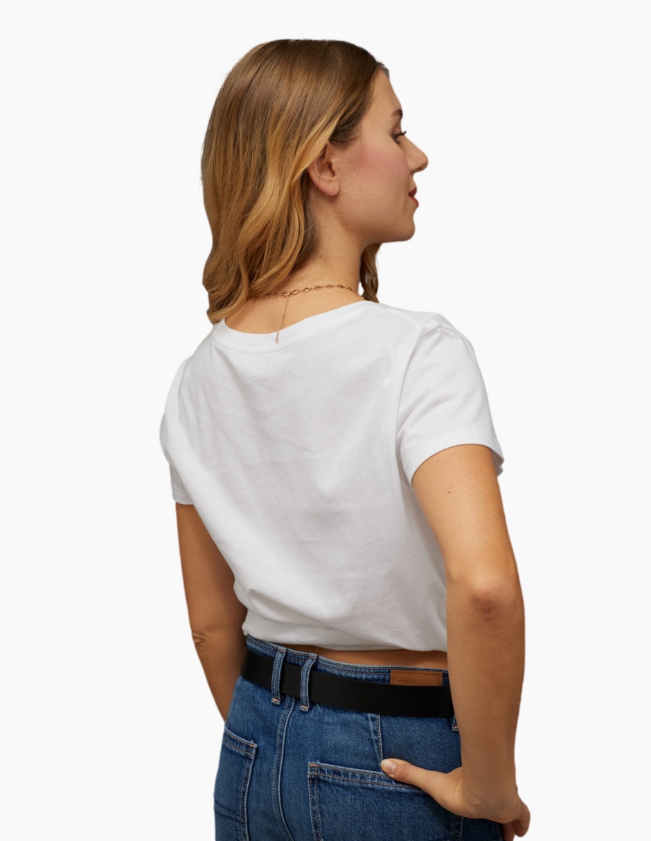 Manga corta tees cuello redondo para mujer 2