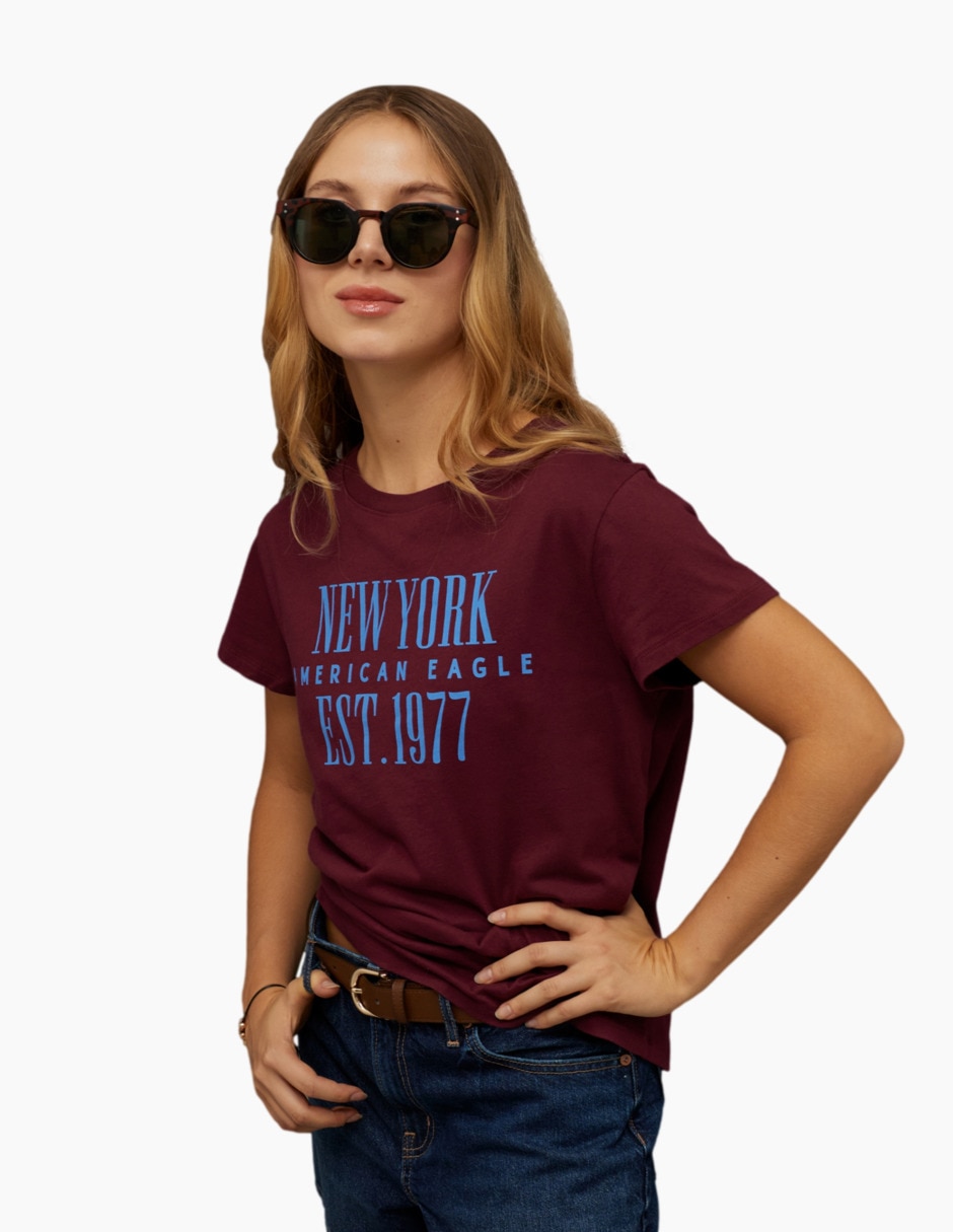 Manga corta tees cuello redondo para mujer
