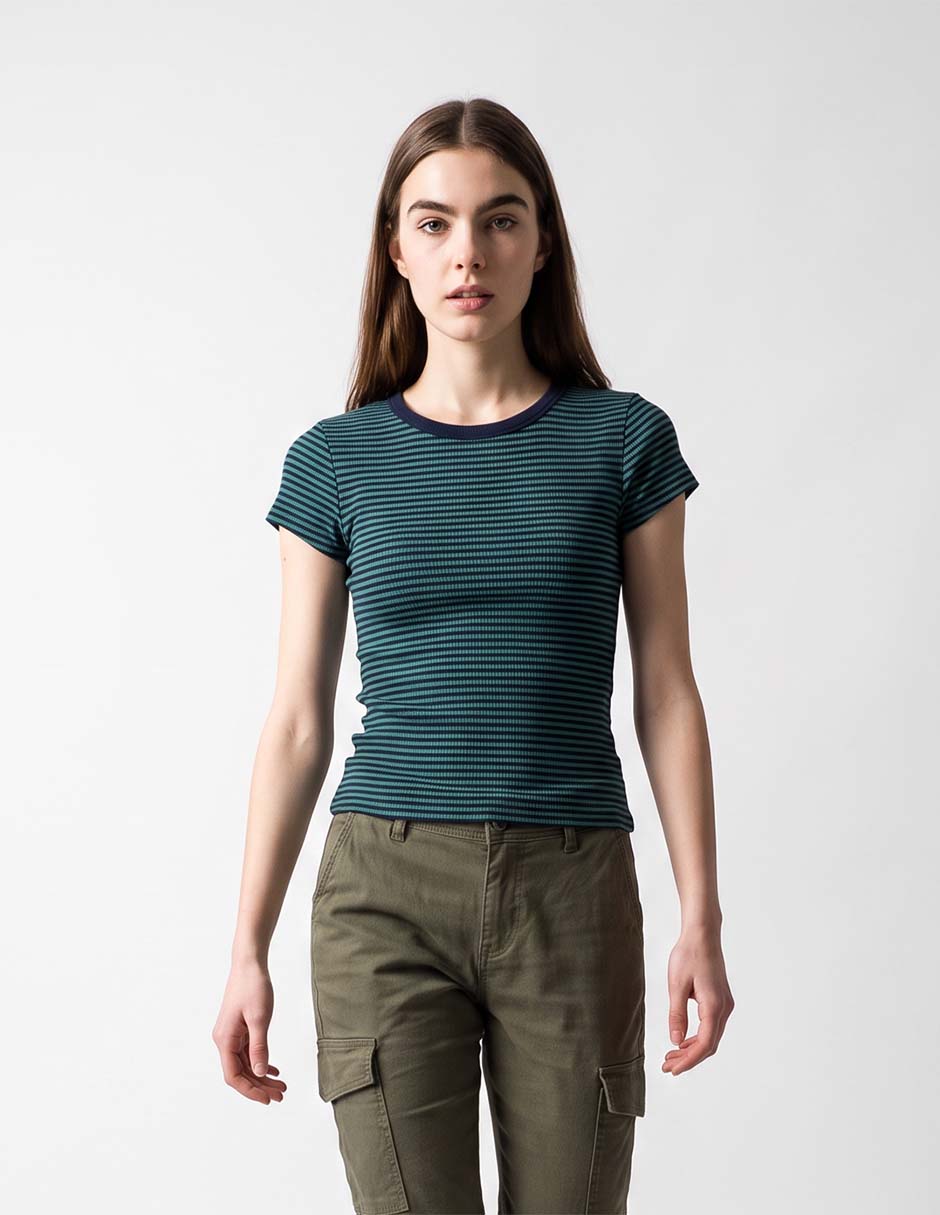Playera manga corta cuello redondo mujer