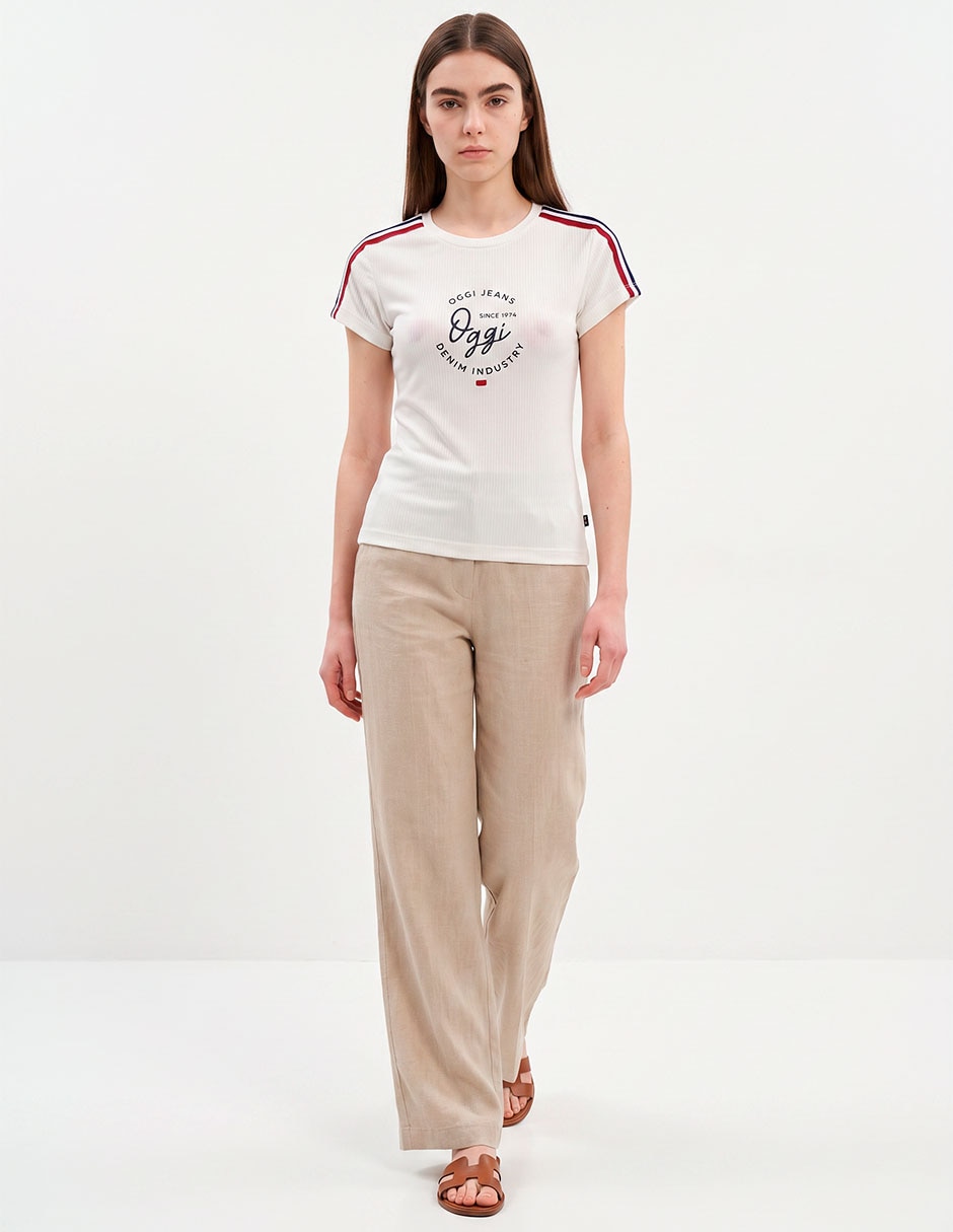 Playera manga corta cuello redondo para mujer