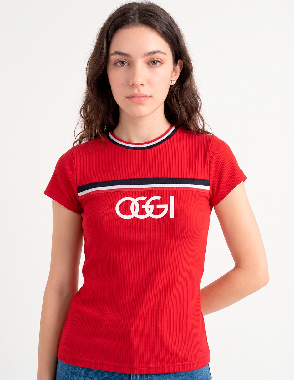 Playera manga corta cuello redondo para mujer