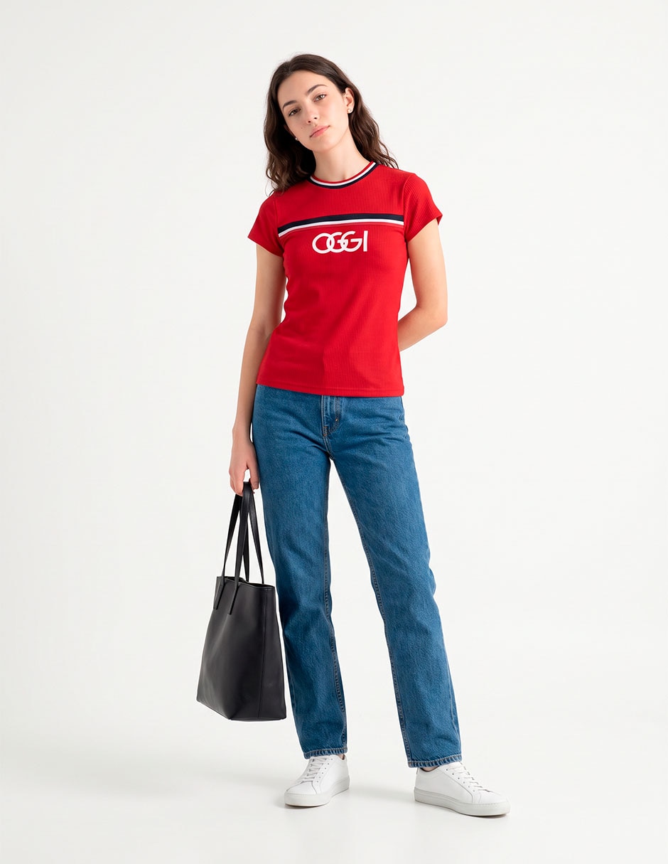 Playera manga corta cuello redondo para mujer 3
