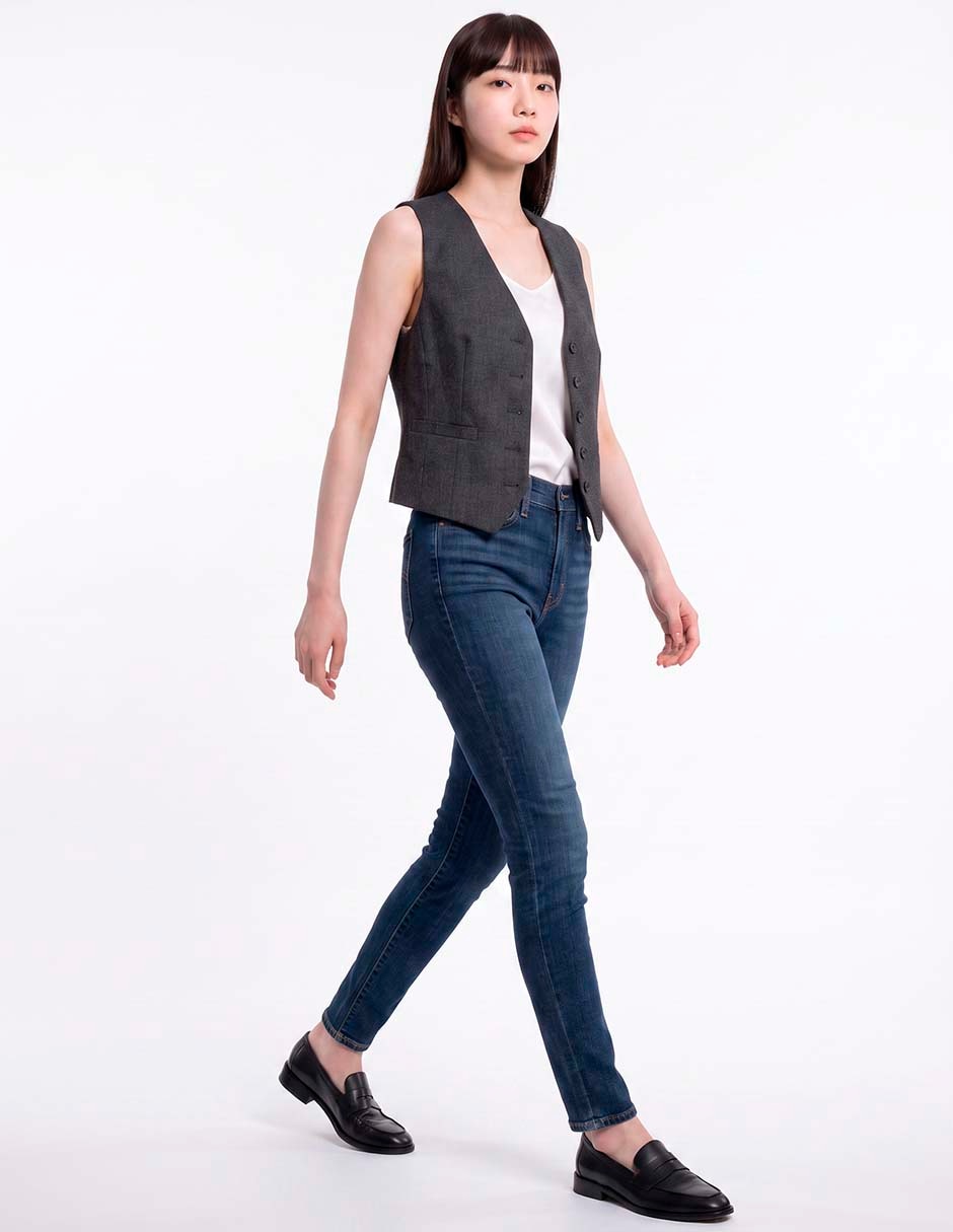 Jeans skinny corte media cintura para mujer